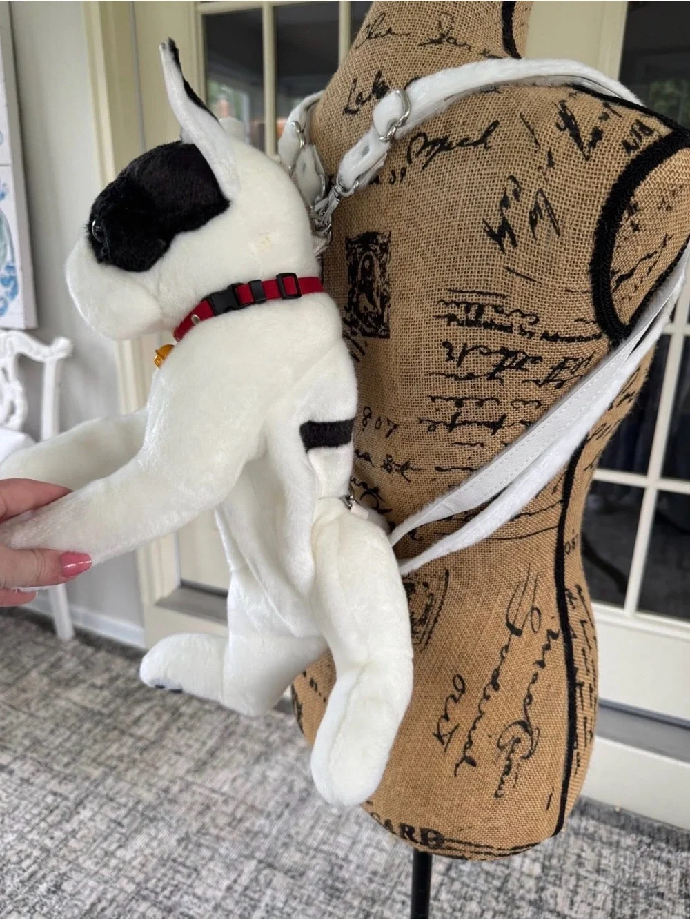 French Bulldog Plush Puppy Dog Zip Up Cotton Fur Backpack Purse Crossbody New